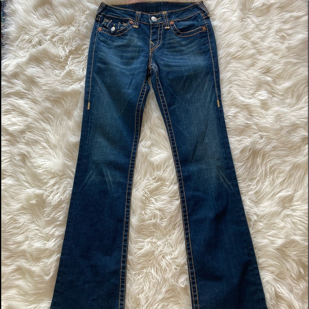 ❤️SOLD❤️True Religion Brand Jeans Dark Wash Bootcut Size 27 EUC - Picture 1 of 9